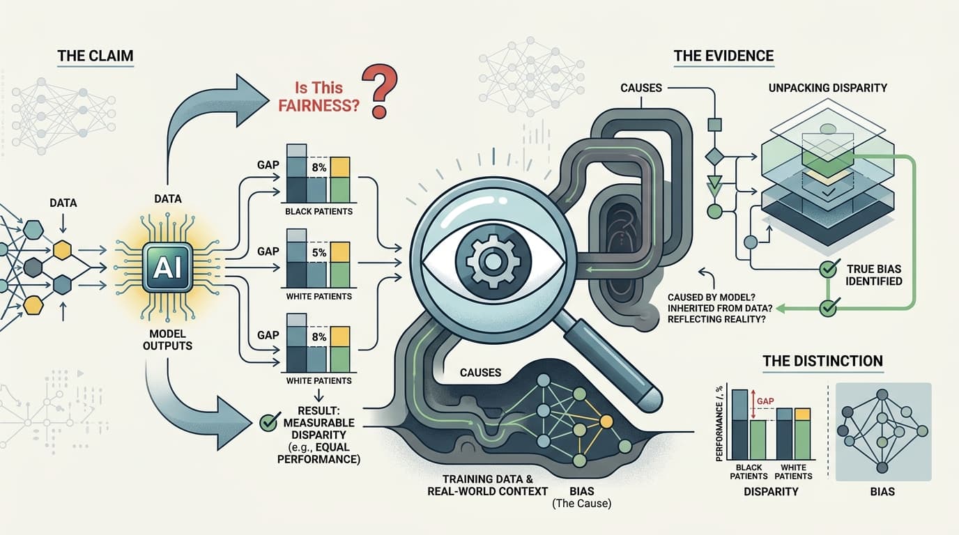 Editorial illustration for "AI "Fairness" Studies Keep Measuring the Wrong Thing"
