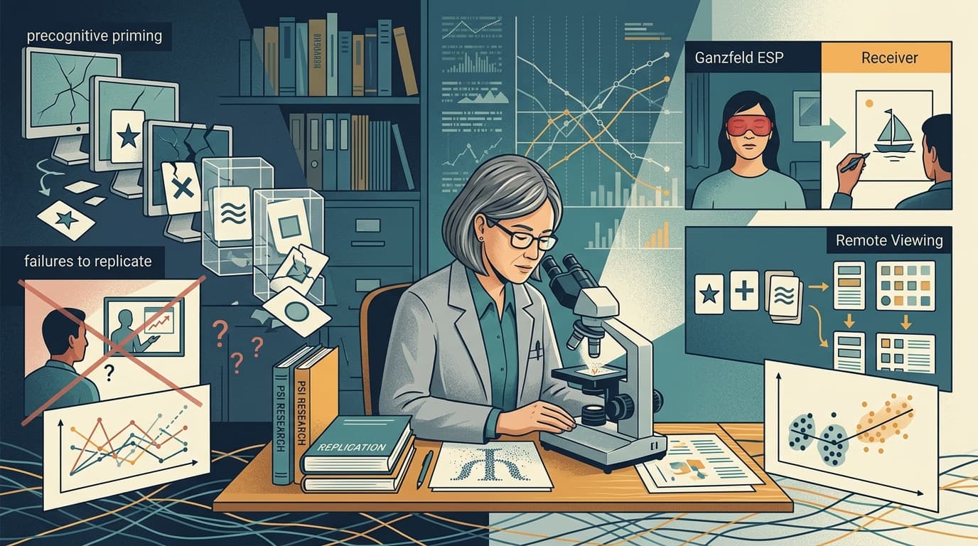 Editorial illustration for "Psi Research Has a Replication Problem — But It's Not the One You Think"