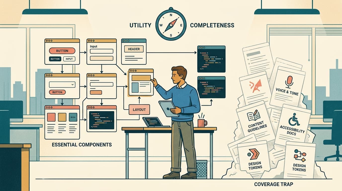 Editorial illustration for "The One-Person Design System Is a Real Thing (Here's How It Actually Works)"