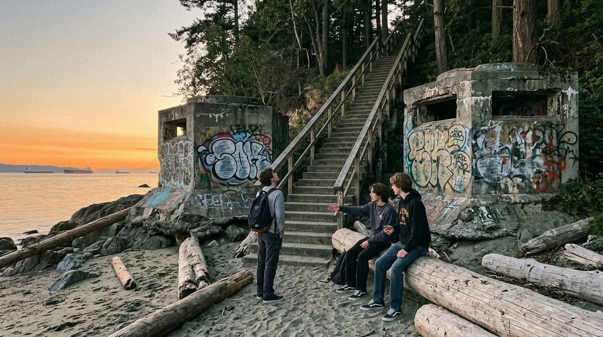 Editorial illustration for "The Beach at the Bottom of the Stairs Has Been Watching the Ocean Since 1942"