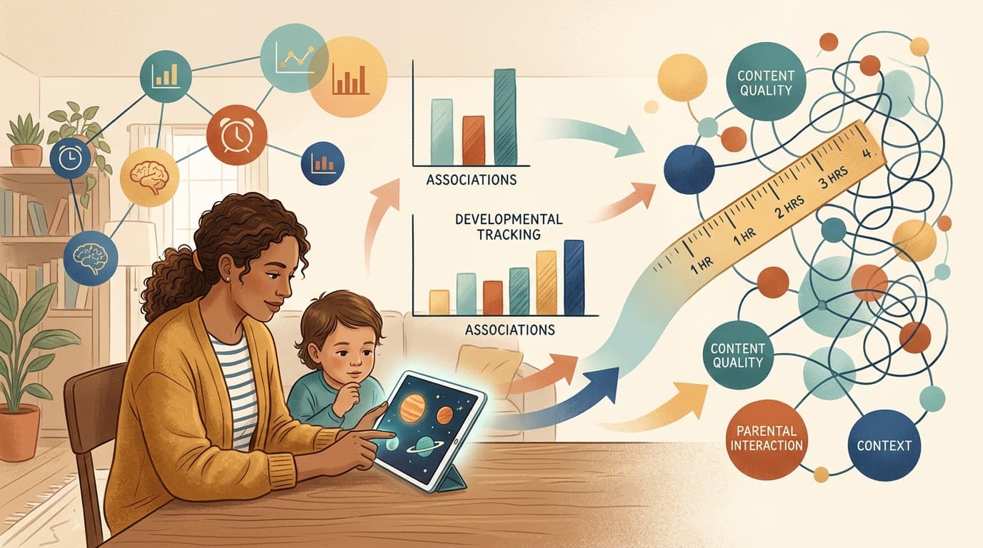 Editorial illustration for "The Screen Time Research Is Messier Than the Guidelines Admit"