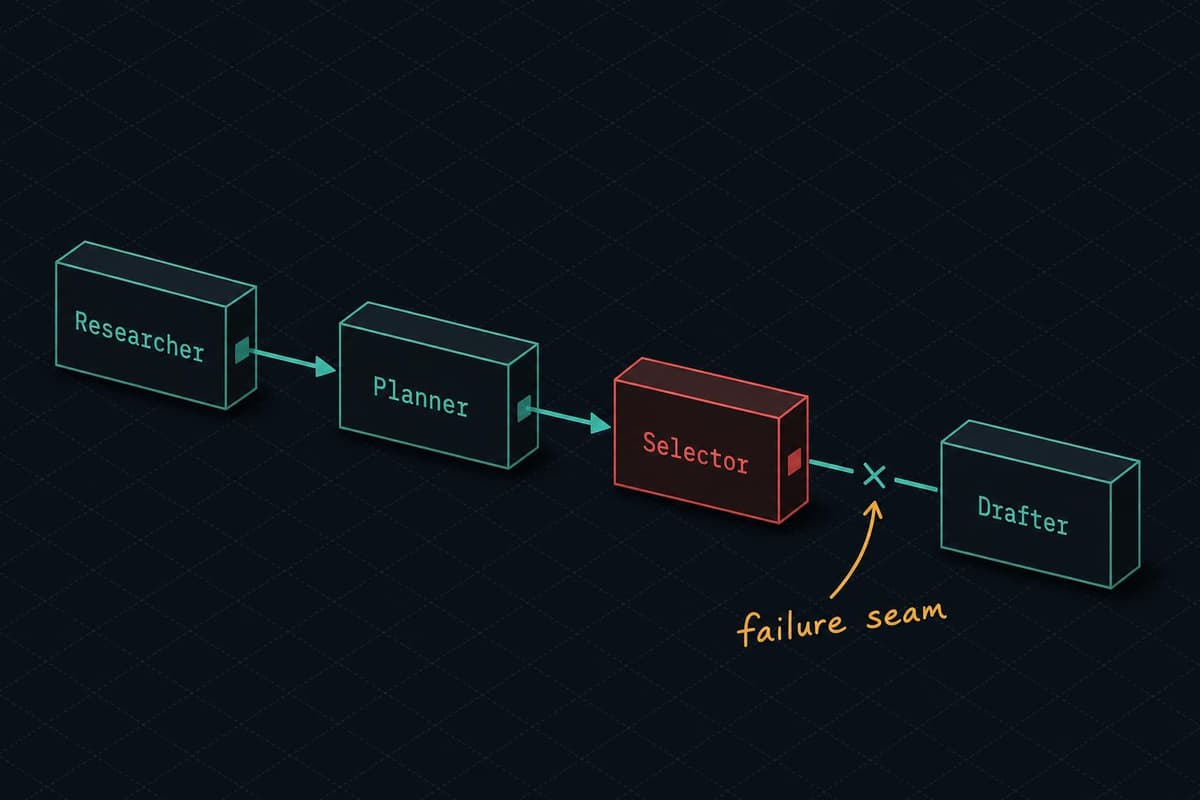 Hero image for "AI Agents Don't Fail at the Model Layer. They Fail at the Seams."