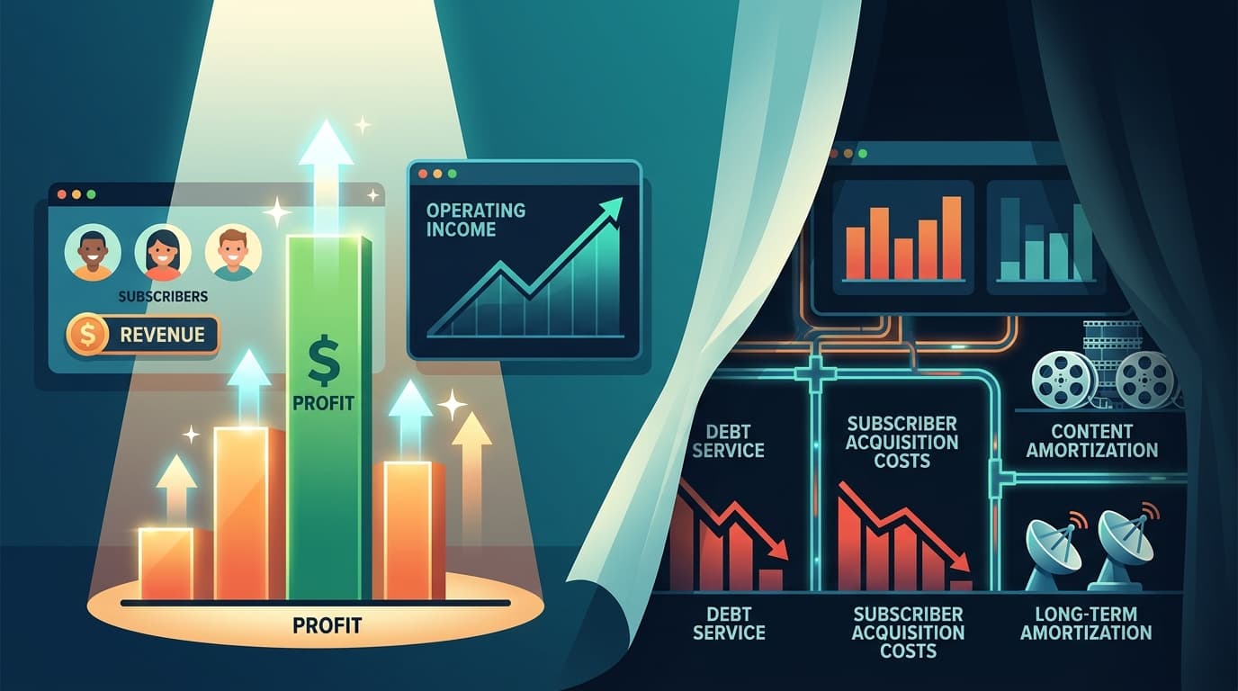 Editorial illustration for "Streaming's Profitability Story Is Real — and Deliberately Incomplete"