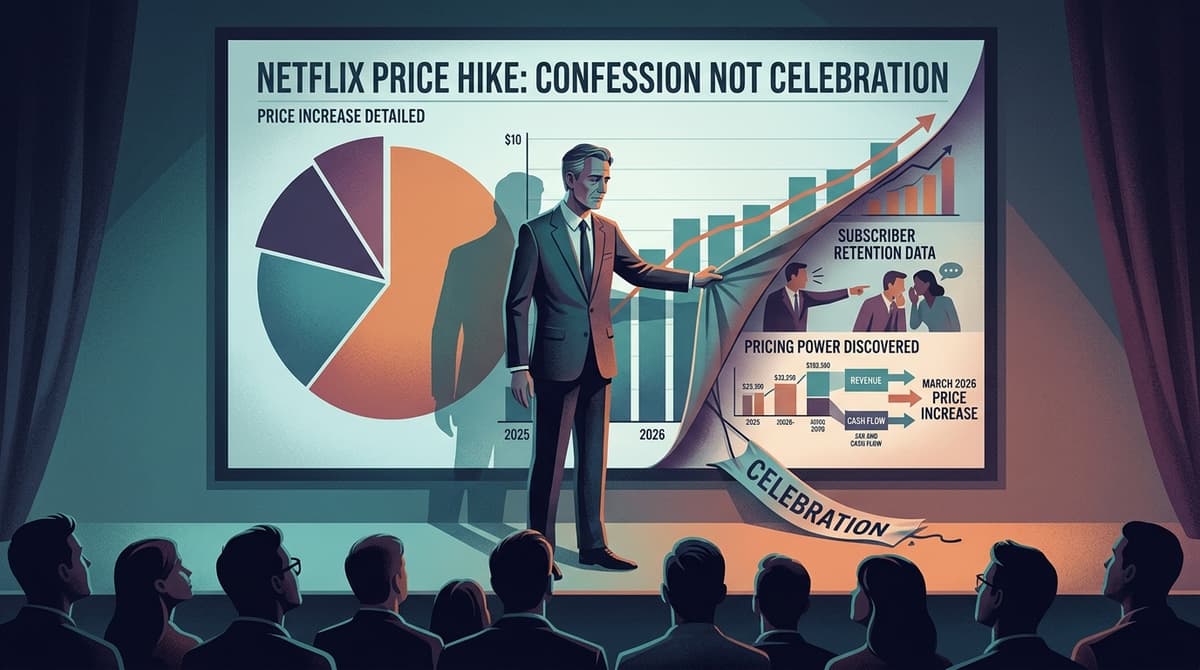Editorial illustration for "Netflix's Price Hike Is a Confession, Not a Celebration"