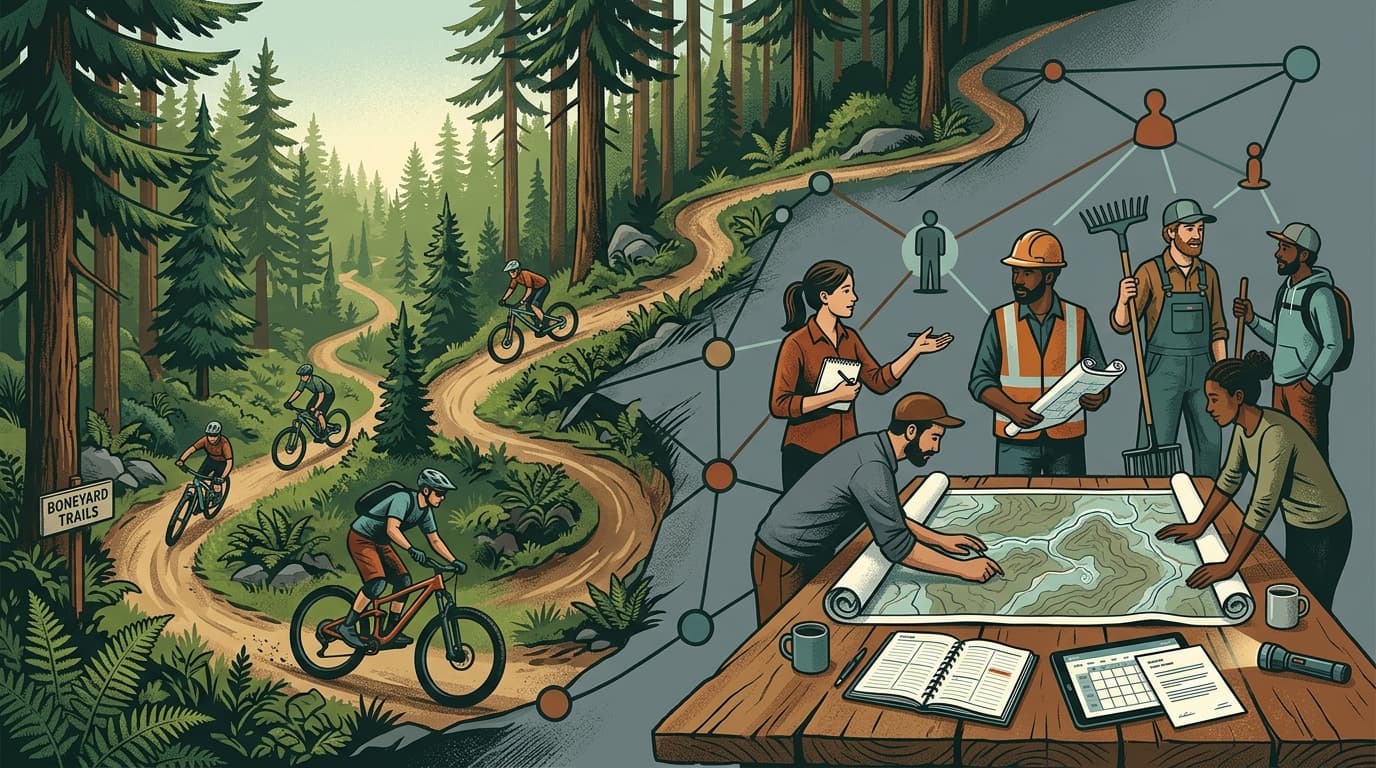 Editorial illustration for "Trails Don't Survive on Dirt Alone — They Survive on Relationships"