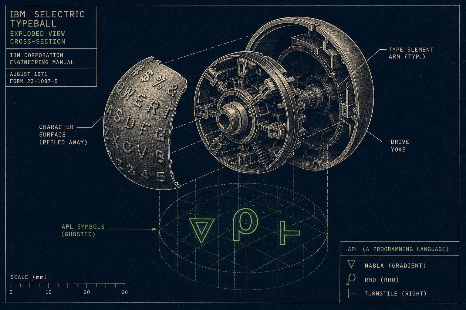 Hero image for "APL's Symbols Needed a Special Typewriter Ball Before They Needed a Theory"