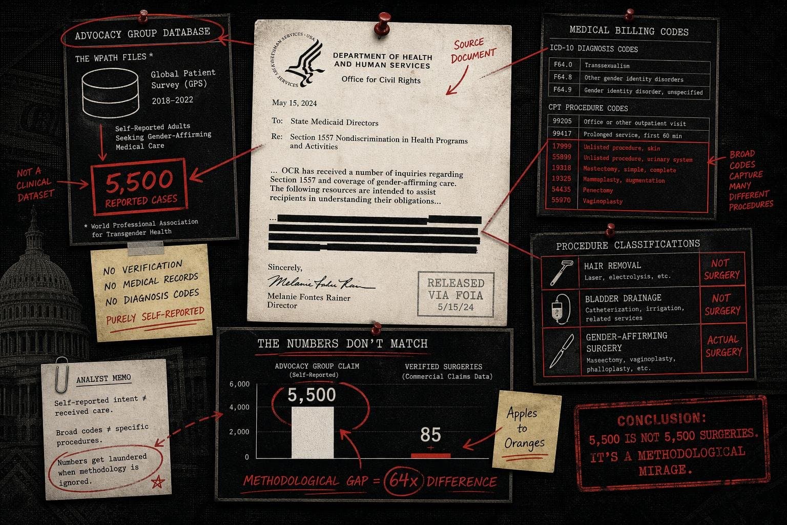 Hero image for "The HHS "5,500 Surgeries" Number Is a Case Study in How Bad Denominators Get Laundered Into Policy"