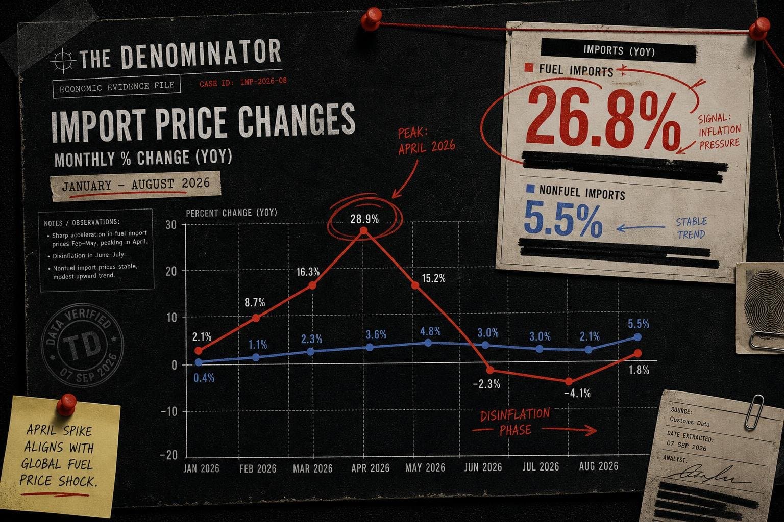 Hero image for "The August Import Price Number Is 7.0%. The Tariff Signal Inside It Is Louder Than That."