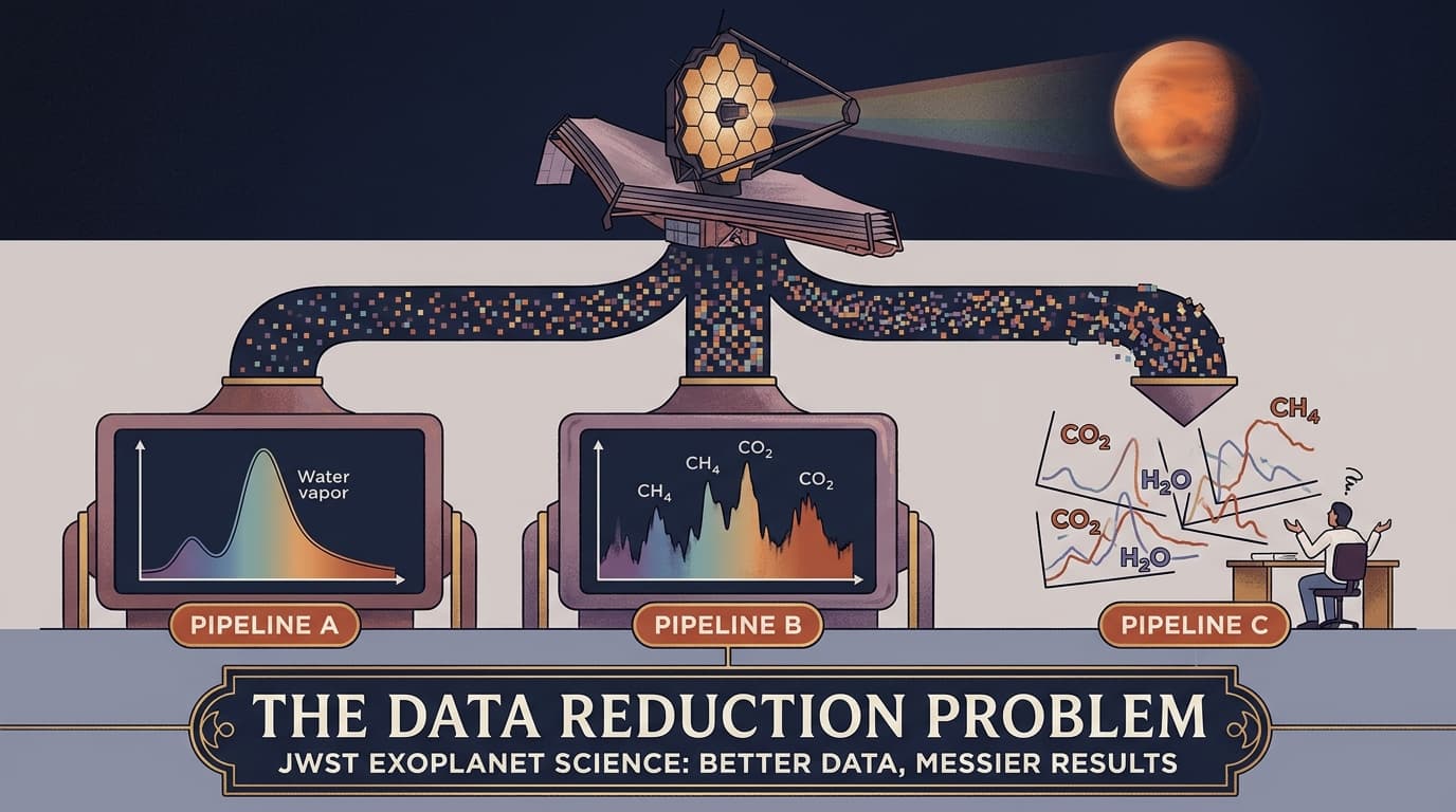 Editorial illustration for "JWST's Exoplanet Data Is Better Than We Thought — and Messier Than We Admitted"