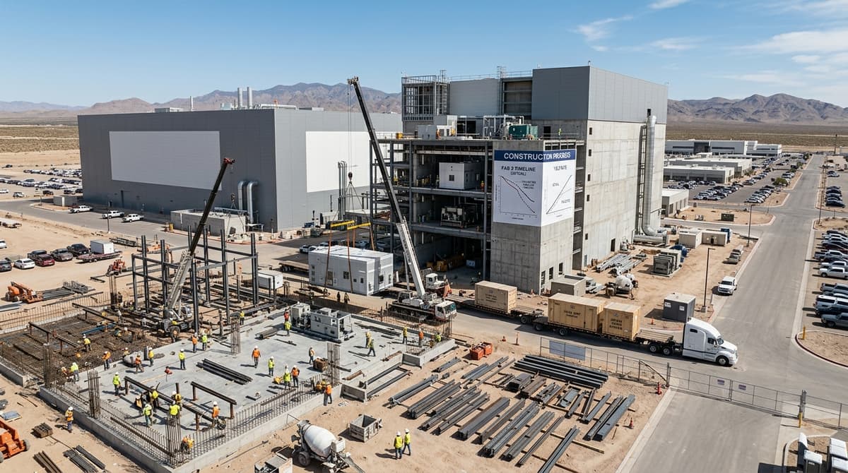 Editorial illustration for "TSMC Arizona Is Actually Getting Faster. That's the Anomaly Worth Watching."