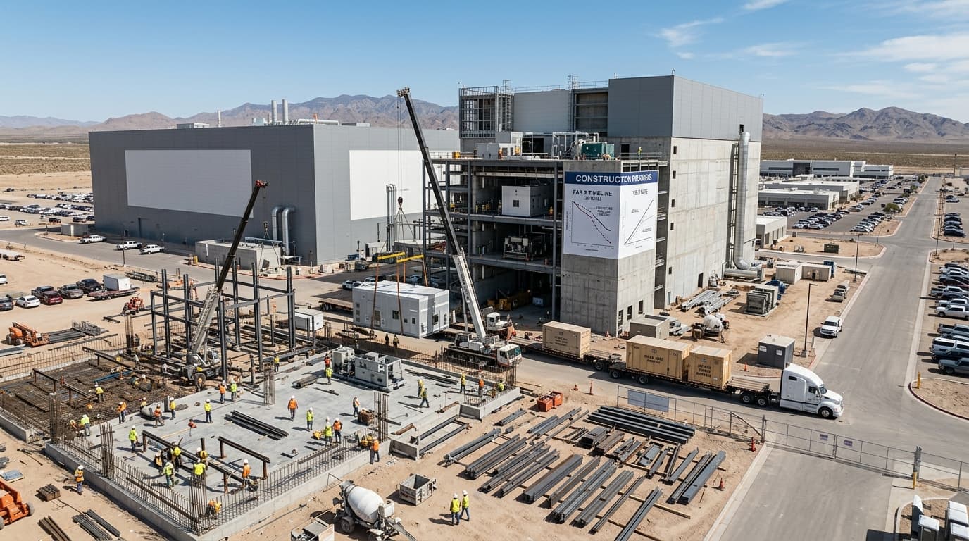 Editorial illustration for "TSMC Arizona Is Actually Getting Faster. That's the Anomaly Worth Watching."