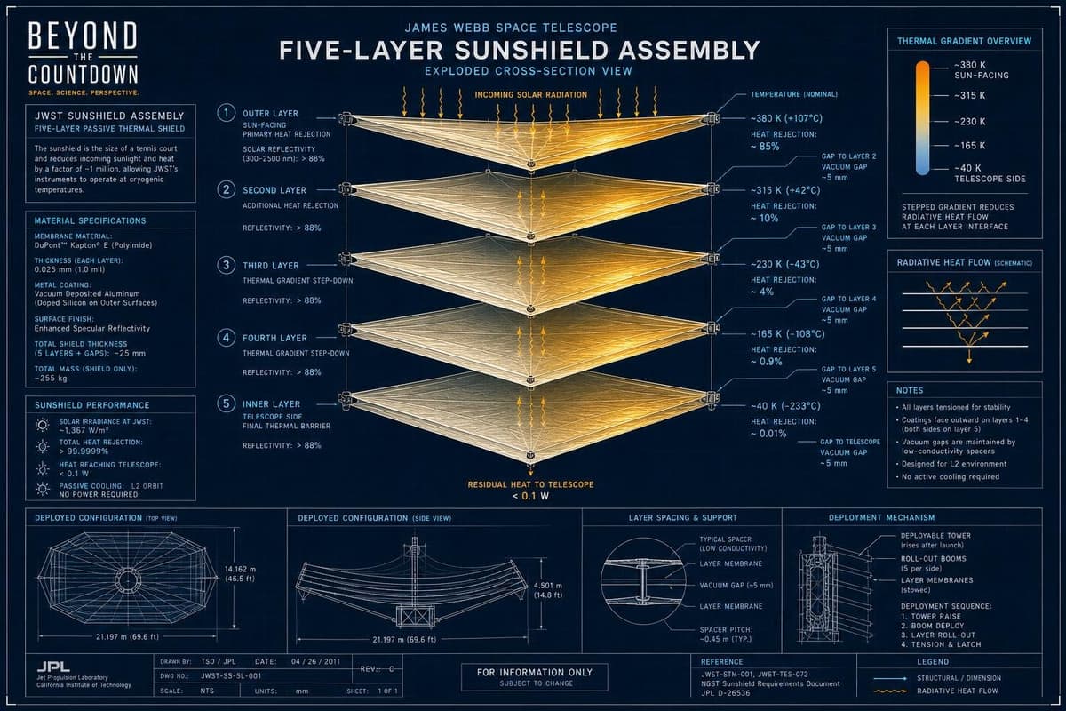Hero image for "Five Layers, One Million SPF: The Thermal Engineering That Made Webb Possible"