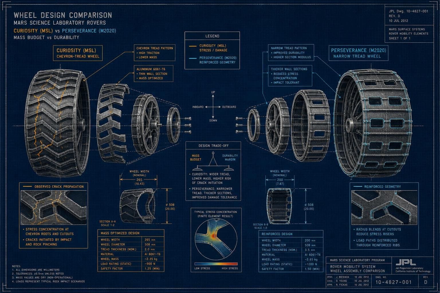 Hero image for "Perseverance's Wheels Are Doing Their Job — Curiosity's Are Showing What That Job Actually Costs"