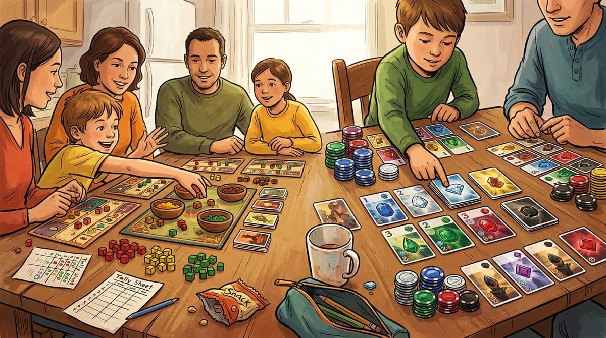 Editorial illustration for "Century Spice Road Wins Family Game Night. Splendor Wins Everything Else."