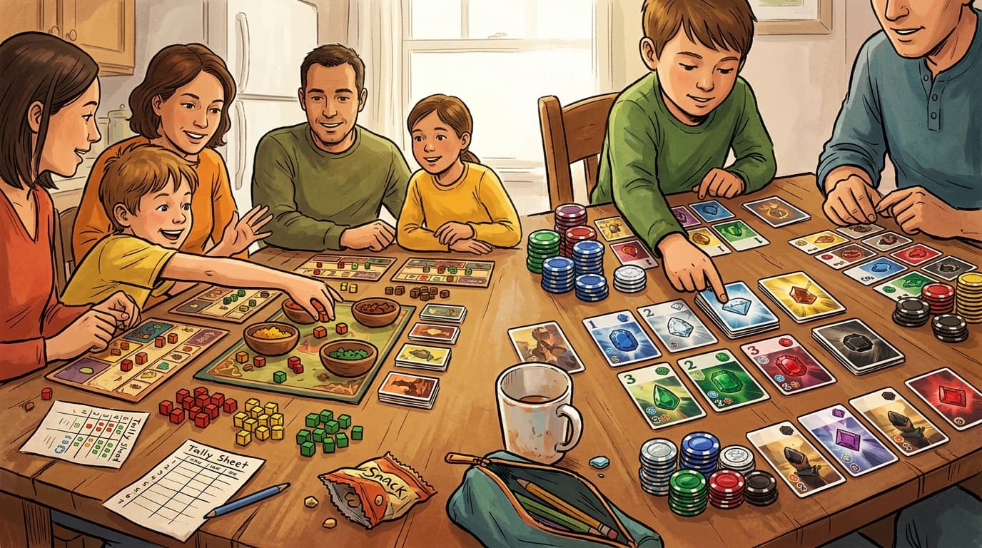 Editorial illustration for "Century Spice Road Wins Family Game Night. Splendor Wins Everything Else."