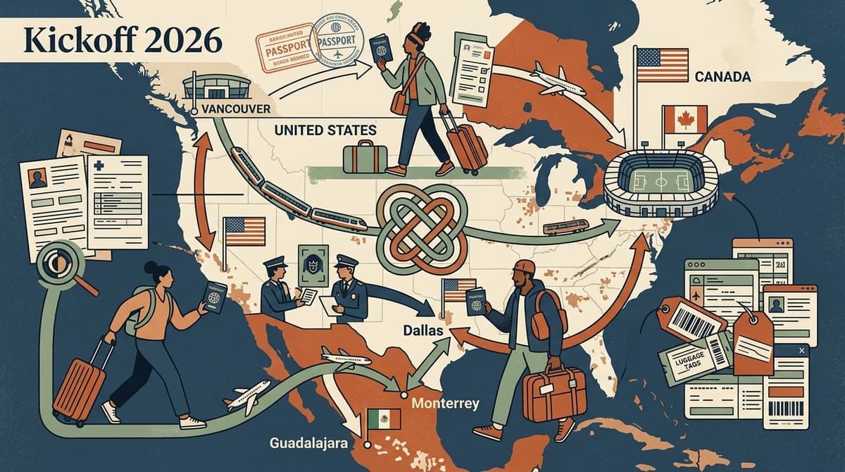 Editorial illustration for "Three Countries, One Tournament — and the Logistics Are Unlike Anything Soccer Has Seen"