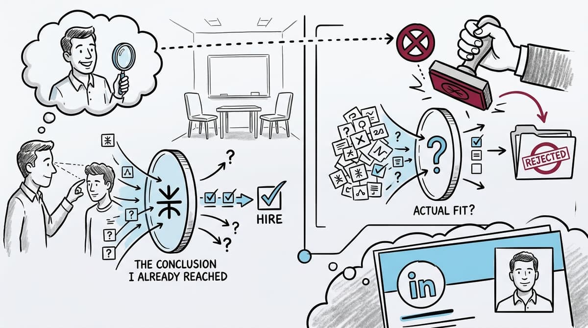 Editorial illustration for ""Culture Fit" Is Just Confirmation Bias With a LinkedIn Profile"