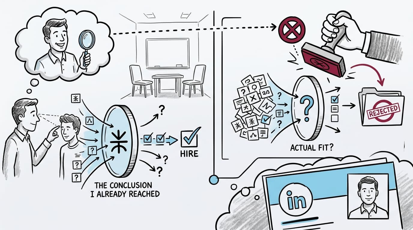 Editorial illustration for ""Culture Fit" Is Just Confirmation Bias With a LinkedIn Profile"