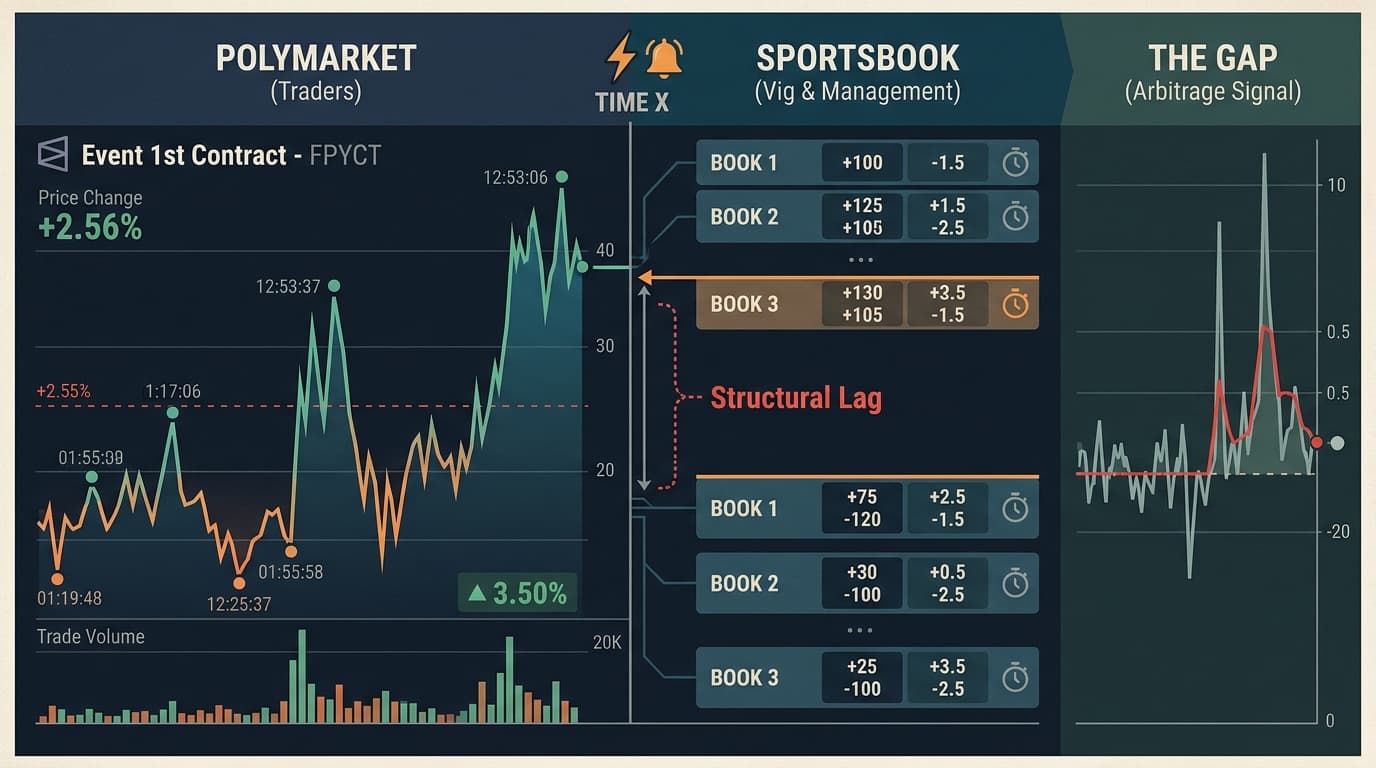 Editorial illustration for "The Arbitrage Signal You're Actually Looking For Isn't in the Odds — It's in the Gap Between Markets"