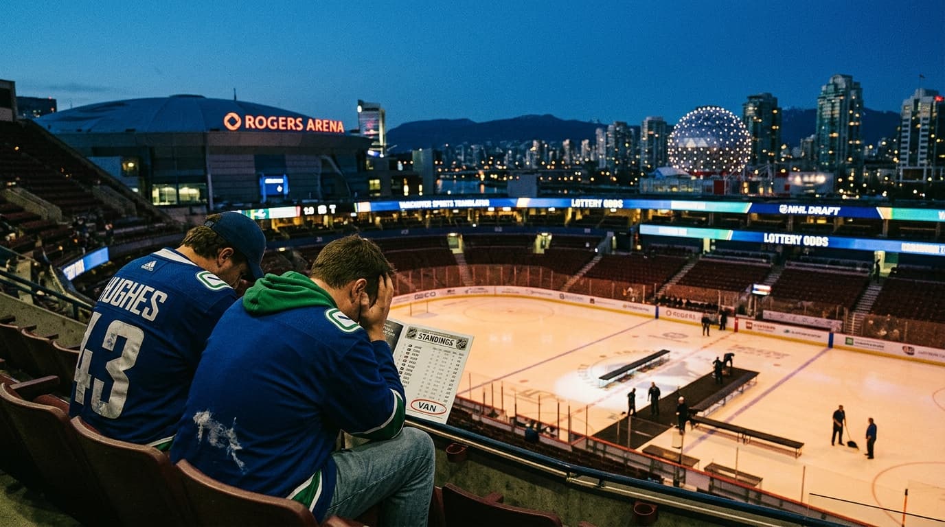 Editorial illustration for "The Canucks Are Officially Last in the NHL — and Somehow, That's the Plan"
