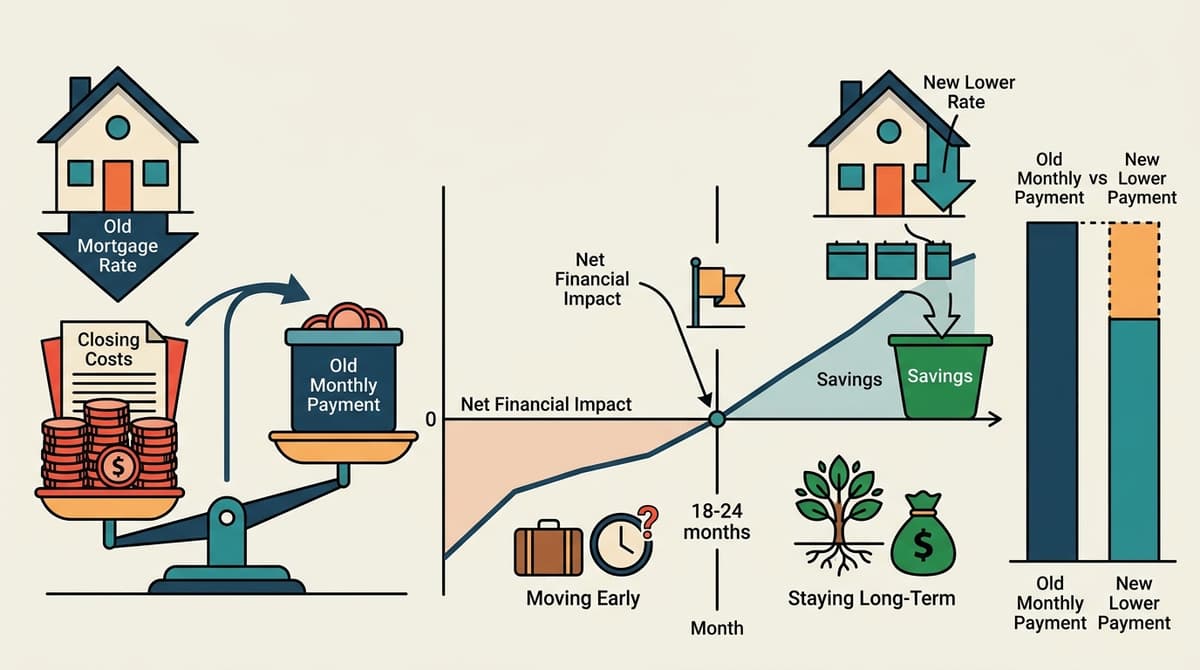 Editorial illustration for "The Break-Even Math That Makes Refinancing Worth It (or Not)"
