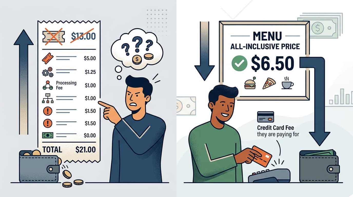 Editorial illustration for "Convenience Fees Are a Tax on Not Paying Attention"
