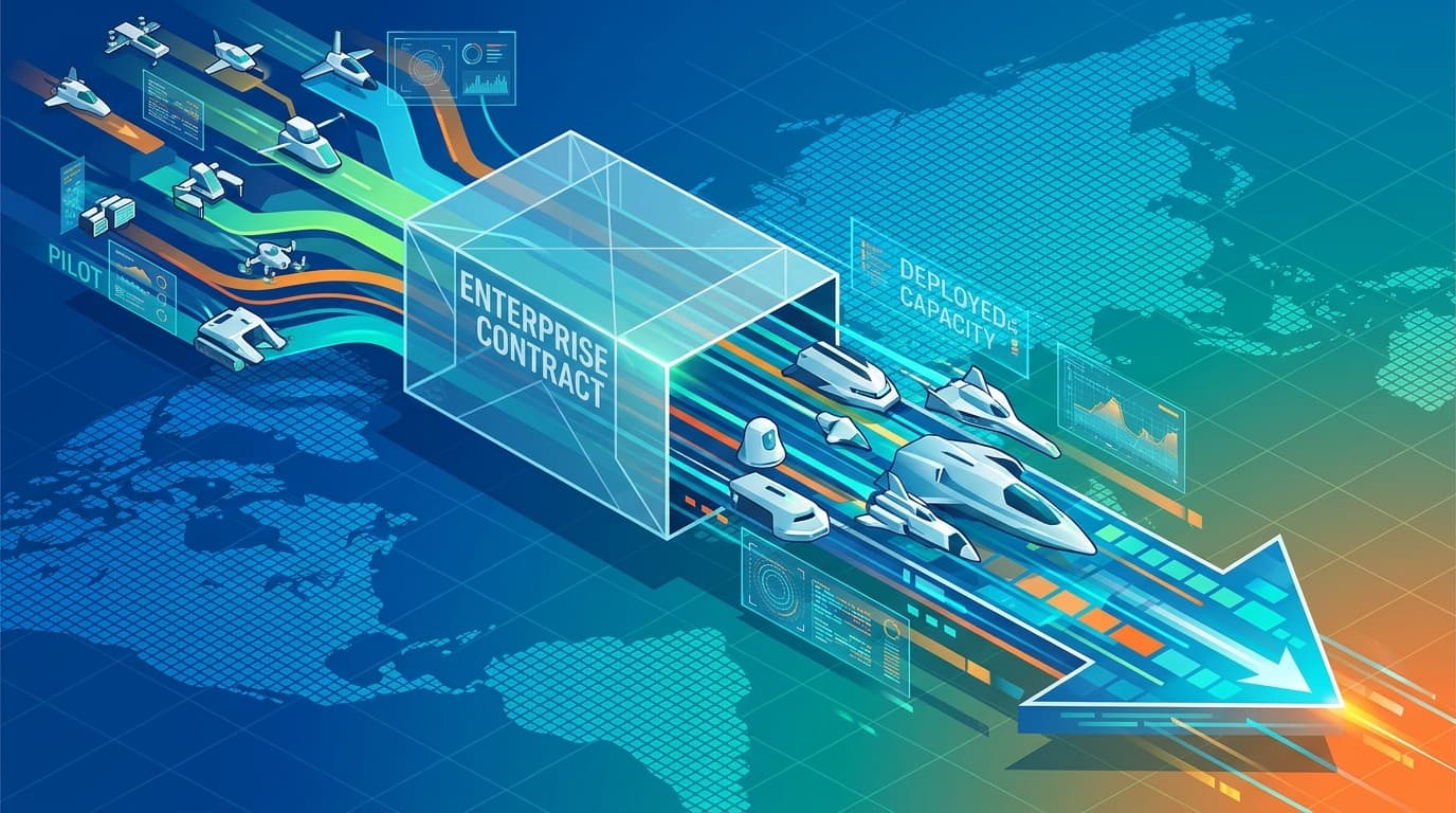 Editorial illustration for "The Pentagon Is Done Piloting. It's Buying."