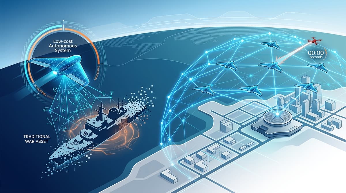 Editorial illustration for "Autonomous Systems Have Already Changed Force Projection — The Pentagon Is Just Catching Up to the Math"