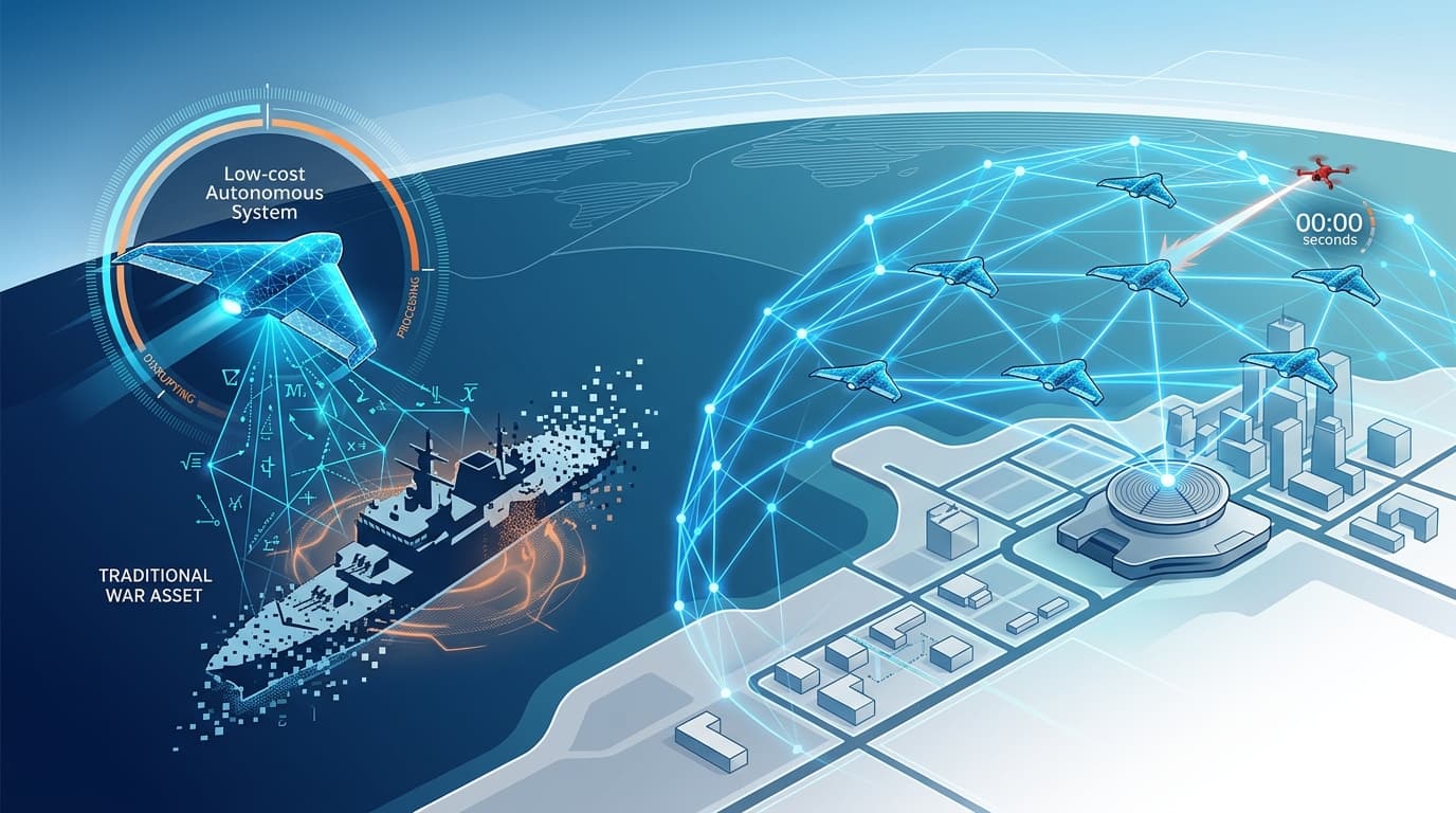 Editorial illustration for "Autonomous Systems Have Already Changed Force Projection — The Pentagon Is Just Catching Up to the Math"
