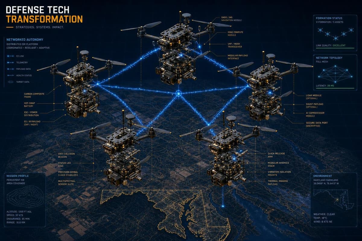 Hero image for "Auterion's Drone Swarm Demo Is the Clearest Signal Yet That Autonomous Coordination Is the Real Pentagon Prize"